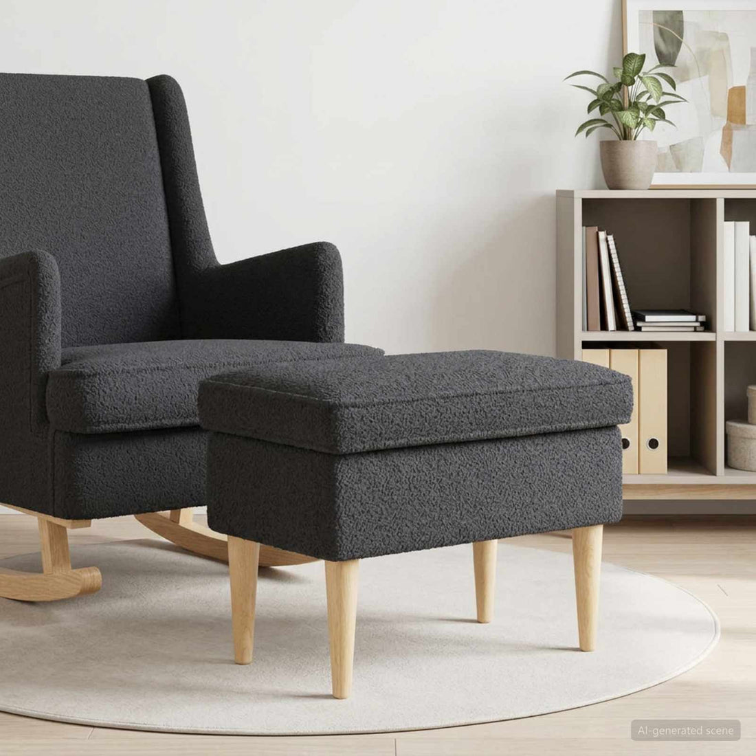 vidaXL Reposapiés Gris oscuro 55 x 35 x 41 cm Bouclé