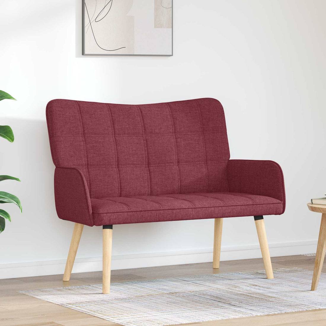 vidaXL Sofá de 2 Plazas Rojo vino 115 x 61 x 87 cm Tela