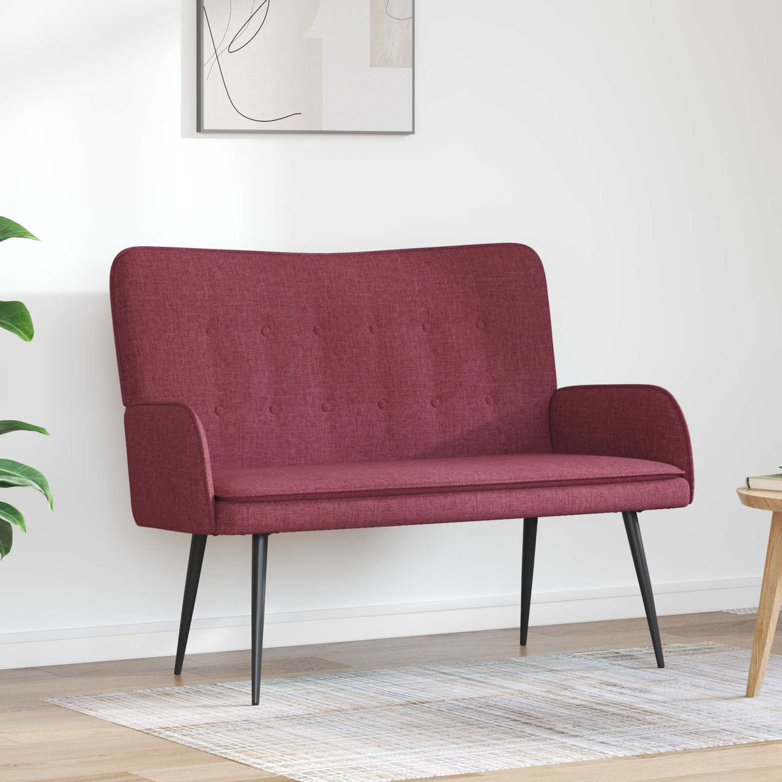 vidaXL Sofá de 2 Plazas Rojo vino 115 x 61 x 87 cm Tela