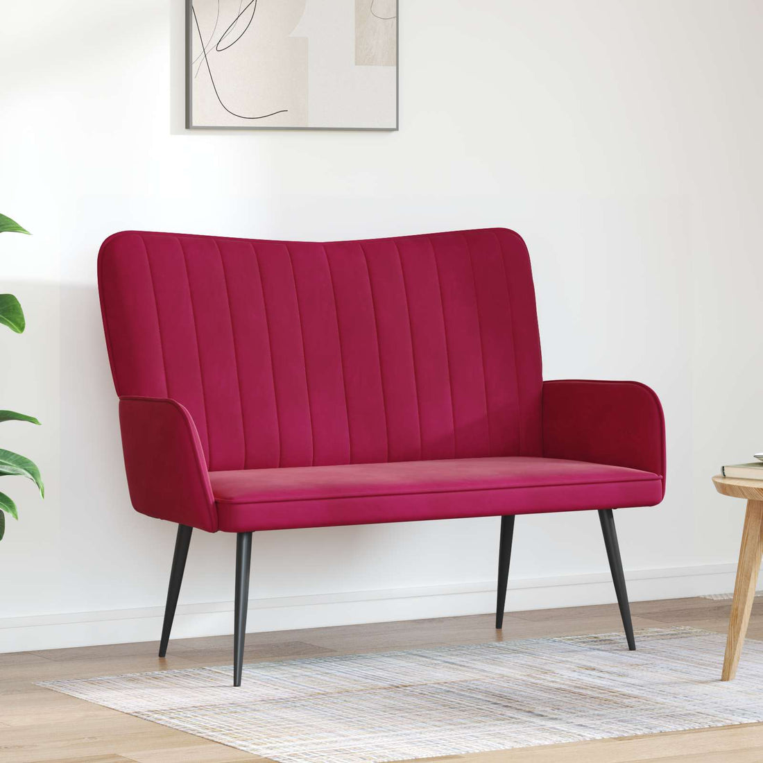 vidaXL Sofá de 2 Plazas Rojo vino 115 x 61 x 87 cm Terciopelo