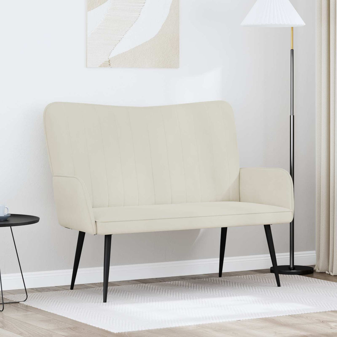 vidaXL Sofá de 2 Plazas Crema 115 x 61 x 87 cm Terciopelo