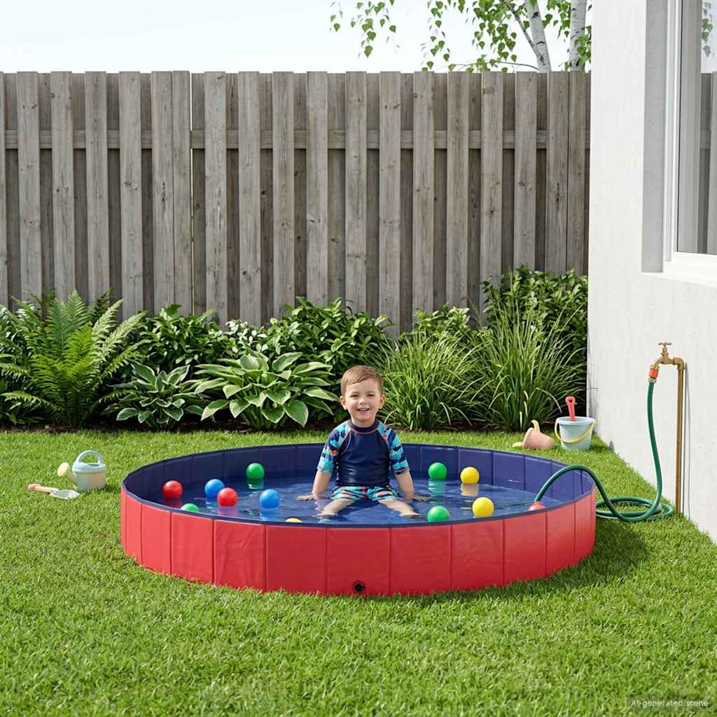 vidaXL Piscina Infantil Ø300 x 38 cm Redondo para Niño para Rojo