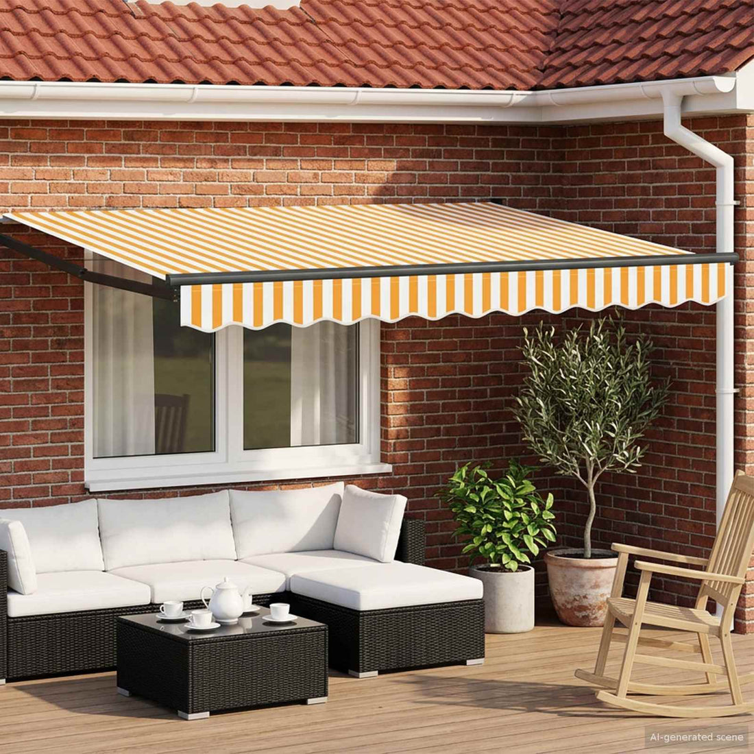 vidaXL Toldo retráctil Amarillo y blanco 3 x 2 m Poliéster y metal