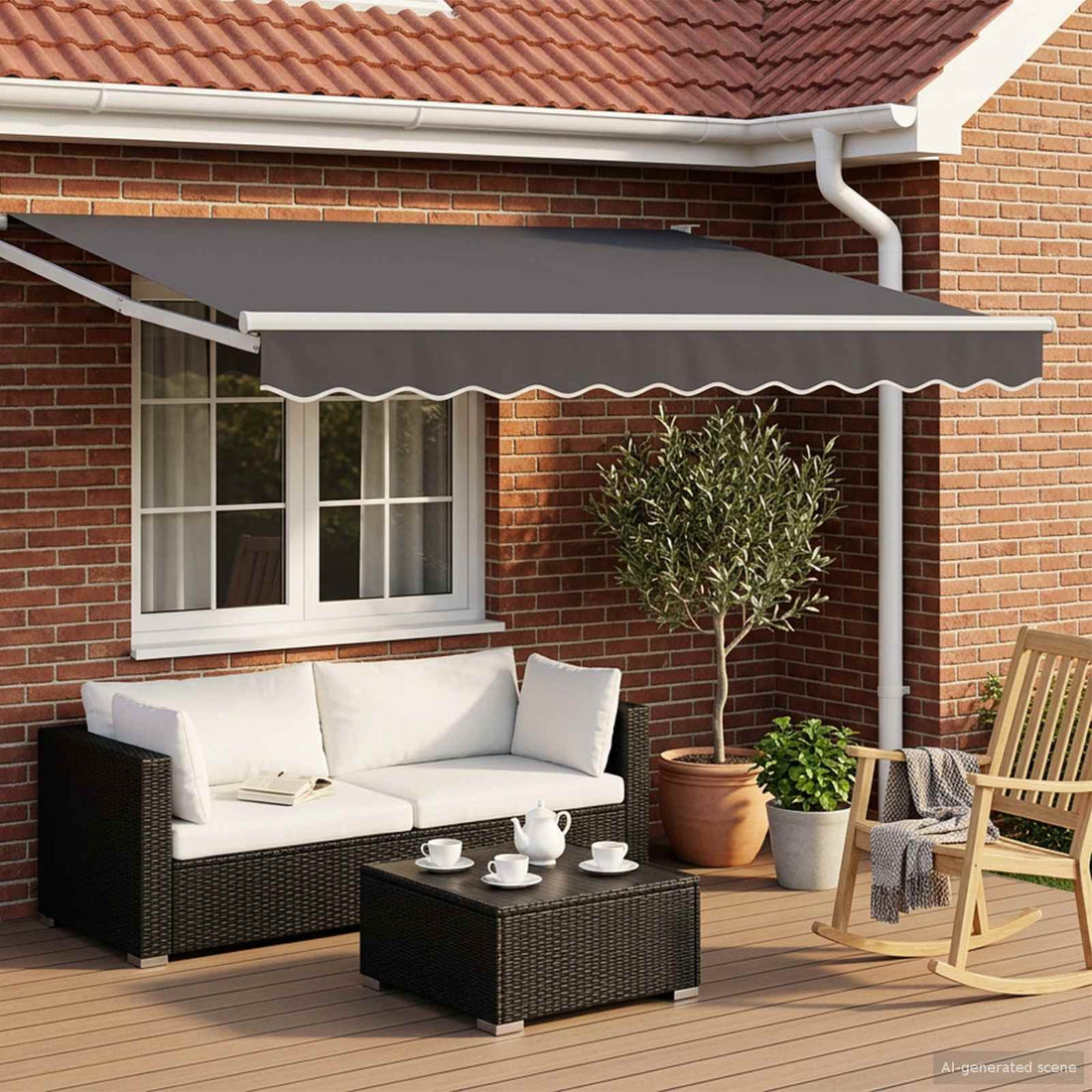 vidaXL Toldo manual retráctil con LEDs Antracita y Blanco 3,5 x 2 m