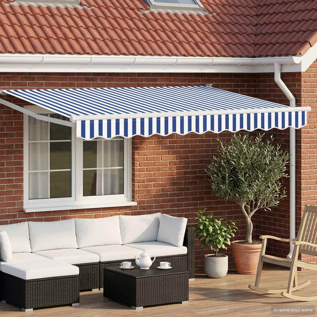 vidaXL Toldo manual retráctil con LEDs Azul y 3 x 2,5 m