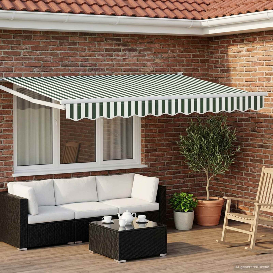 vidaXL Toldo manual retráctil con LEDs Verde y 3 x 2,5 m