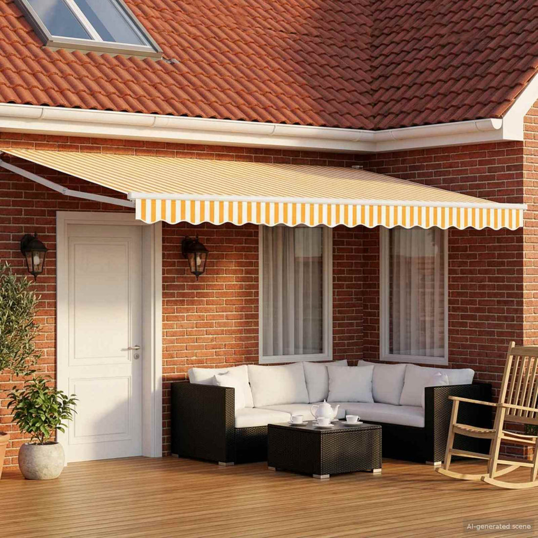 vidaXL Toldo manual retráctil con LEDs Naranja y 5 x 3 m