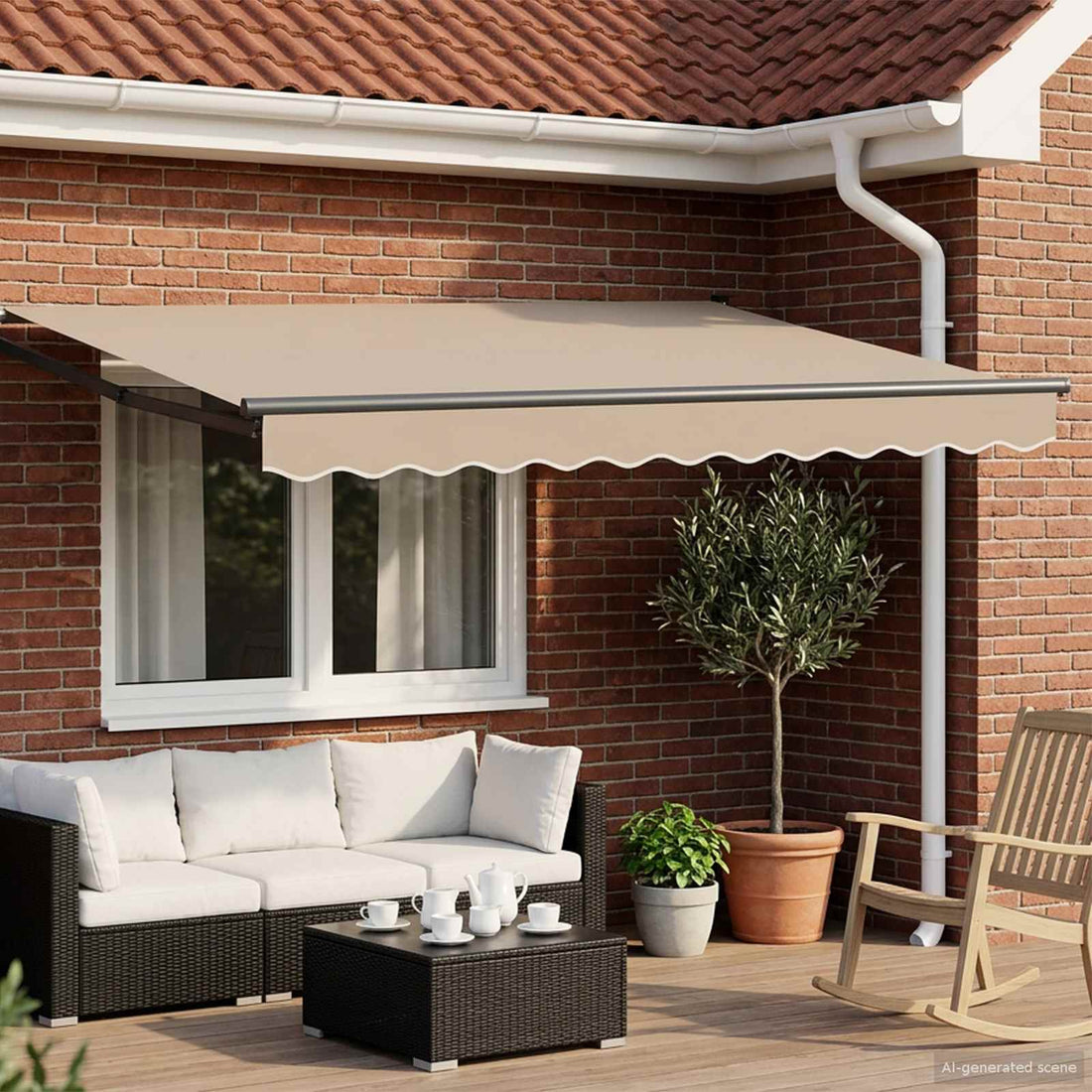 vidaXL Toldo manual retráctil con LEDs Beige y Antracita 3 x 2,5 m