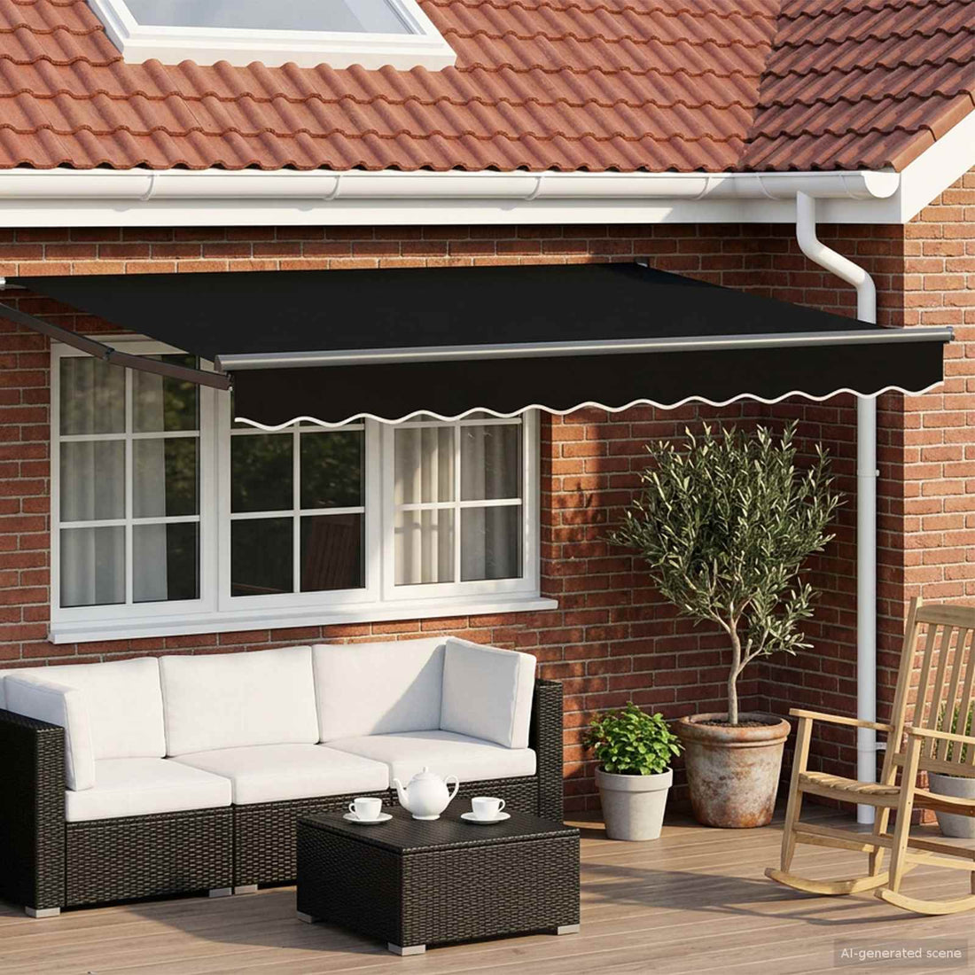 vidaXL Toldo manual retráctil con LEDs Negro y Antracita 3,5 x 2,5 m