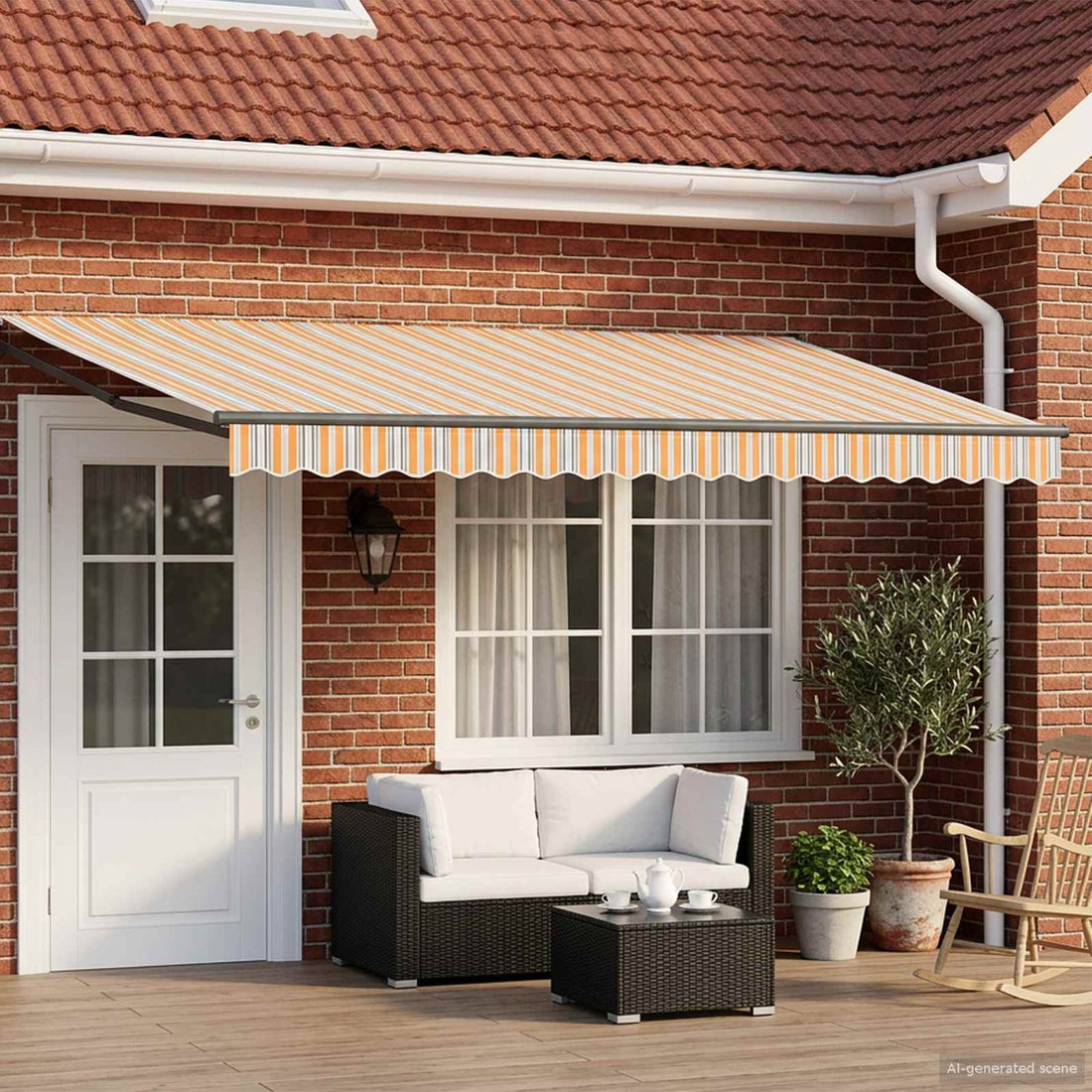 vidaXL Toldo manual retráctil con LEDs 4 x 3 m