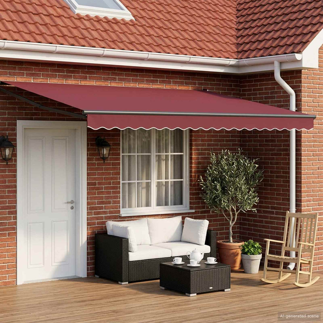 vidaXL Toldo manual retráctil con LEDs Borgoña y Antracita 4,5 x 3 m