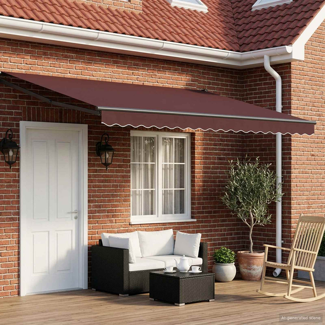 vidaXL Toldo manual retráctil con LEDs Marrón y Antracita 4,5 x 3 m