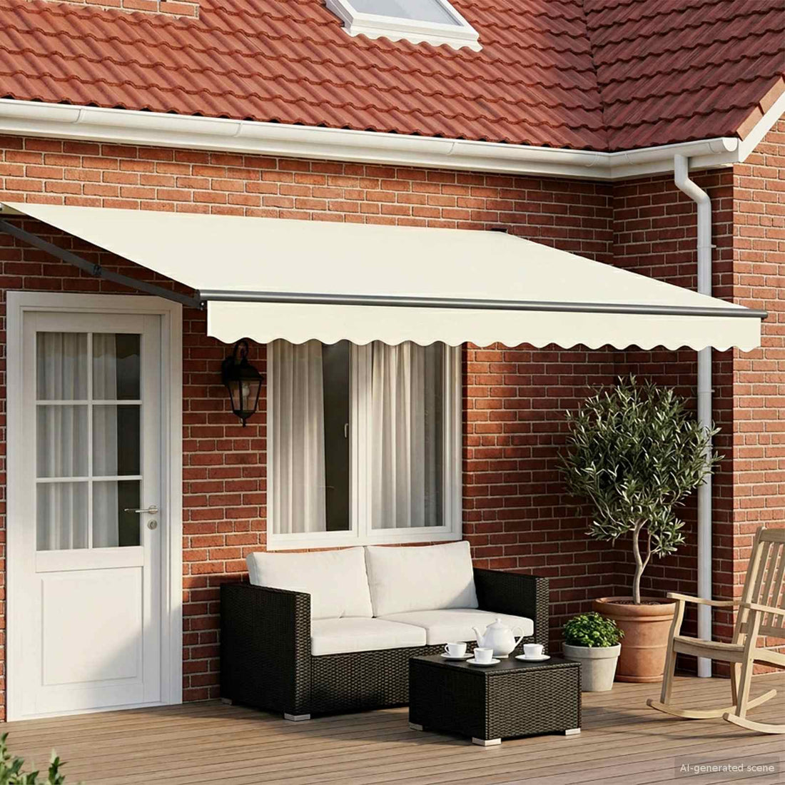 vidaXL Toldo manual retráctil con LEDs Crema y Antracita 5 x 3 m