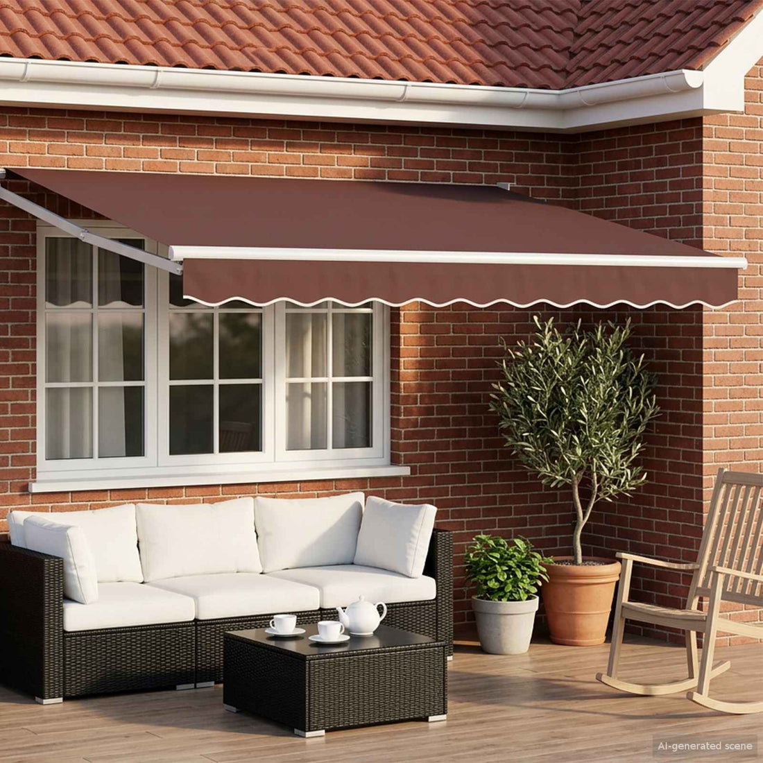 vidaXL Toldo Retráctil Eléctrico Marrón 3,5 x 2 m