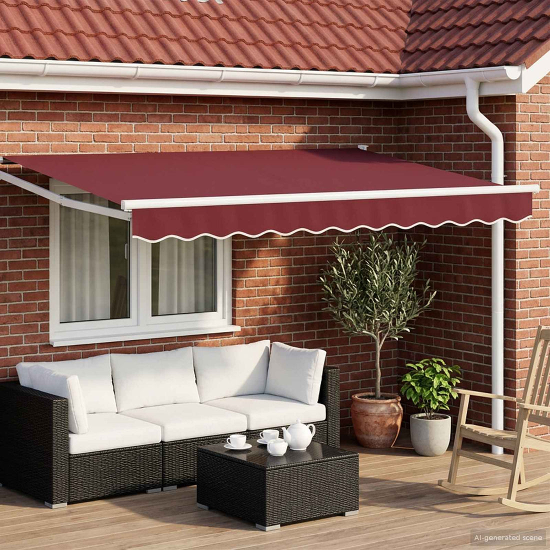 vidaXL Toldo Retráctil Eléctrico Rojo burdeos 3,5 x 2,5 m