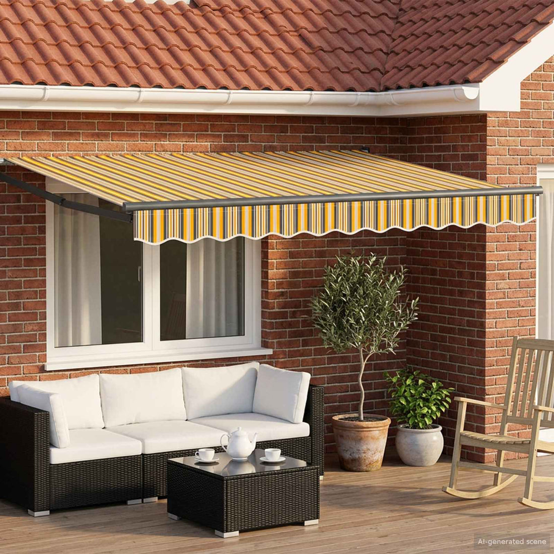 vidaXL Toldo Retráctil Eléctrico Amarillo y Gris 2,5 x 2 m