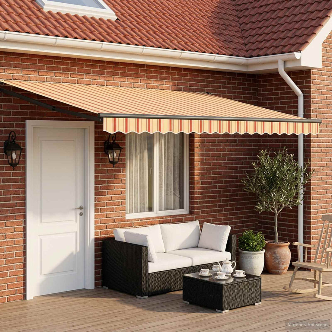 vidaXL Toldo Retráctil Eléctrico Multicolor 4 x 2 m