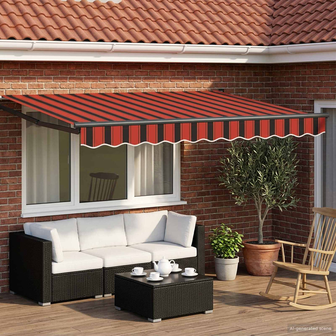 vidaXL Toldo Retráctil Eléctrico Naranja y Marrón 3,5 x 2,5 m