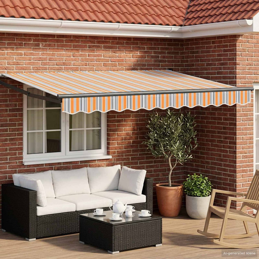 vidaXL Toldo Retráctil Eléctrico Azul y Naranja 3,5 x 2,5 m