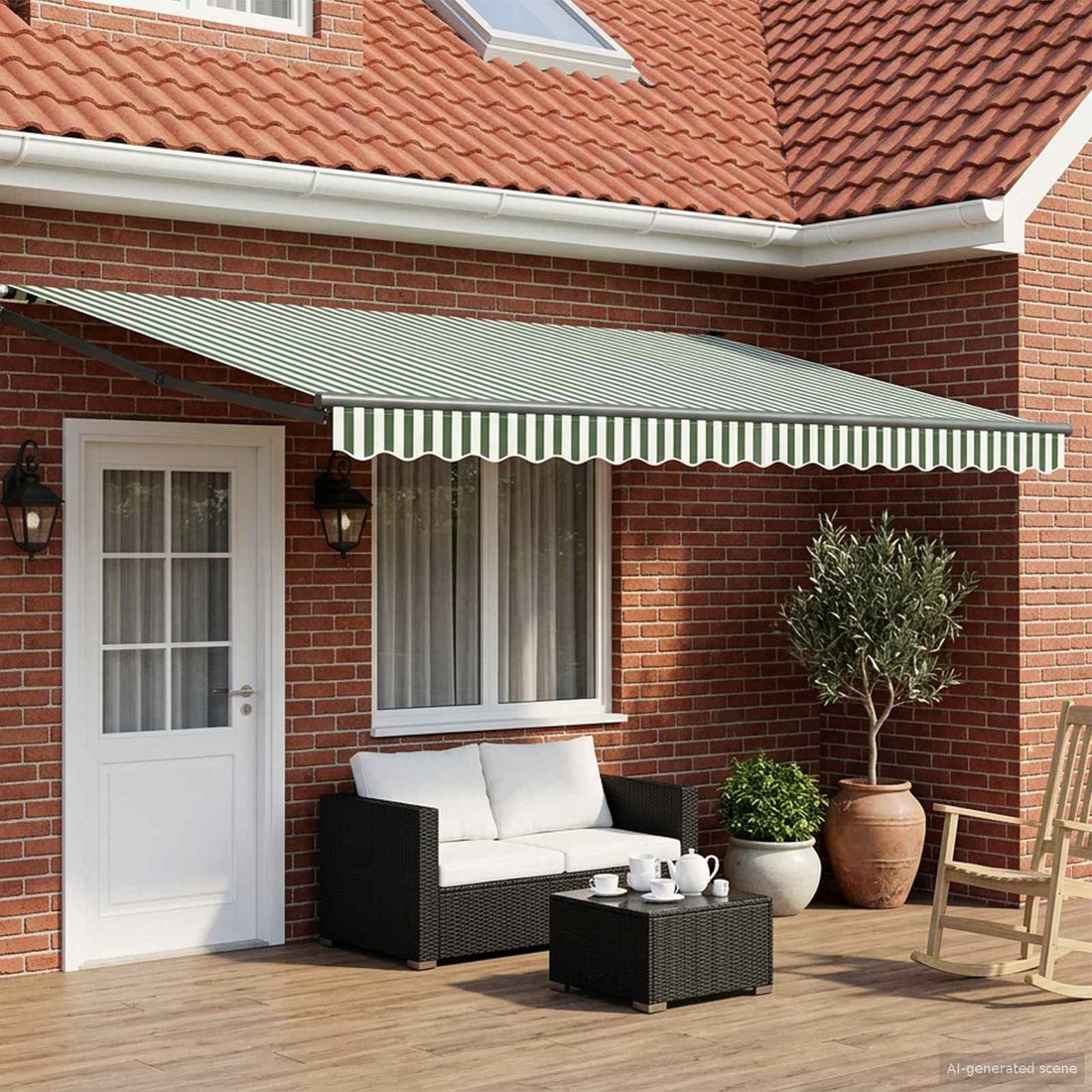 vidaXL Toldo Retráctil Eléctrico Verde y 4,5 x 3 m