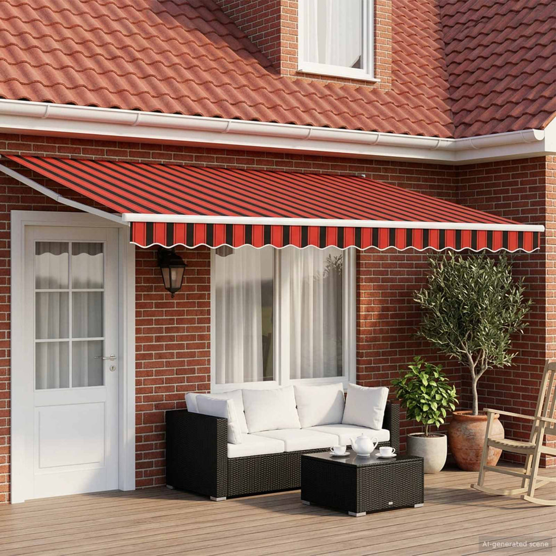 vidaXL Toldo Retráctil Eléctrico Naranja, Marrón, Blanco 4,5 x 3 m