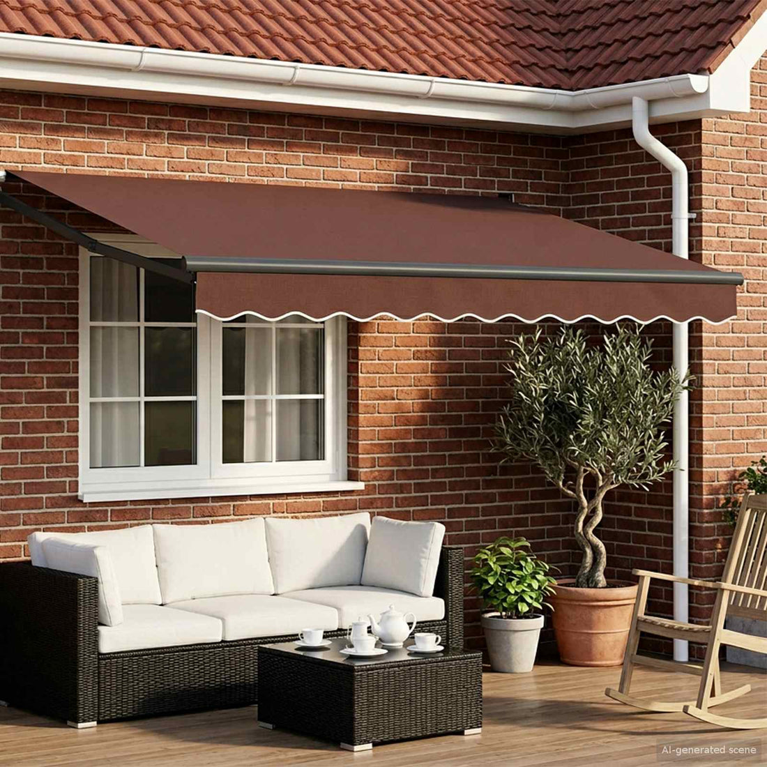 vidaXL Toldo Retráctil Eléctrico Marrón y Antracita 3,5 x 2 m