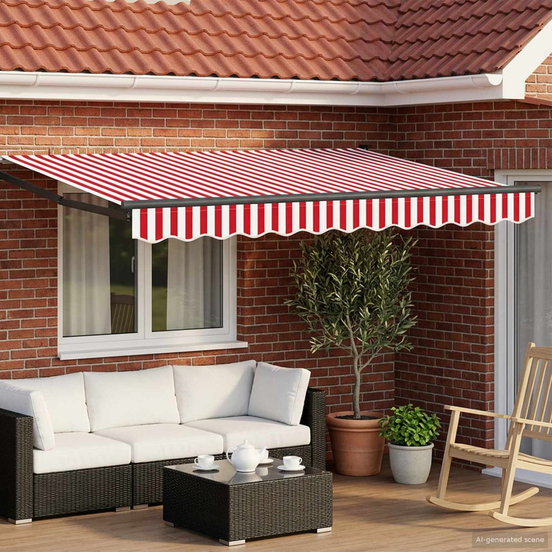 vidaXL Toldo Retráctil Eléctrico Rojo, Blanco, Antracita 3 x 2,5 m