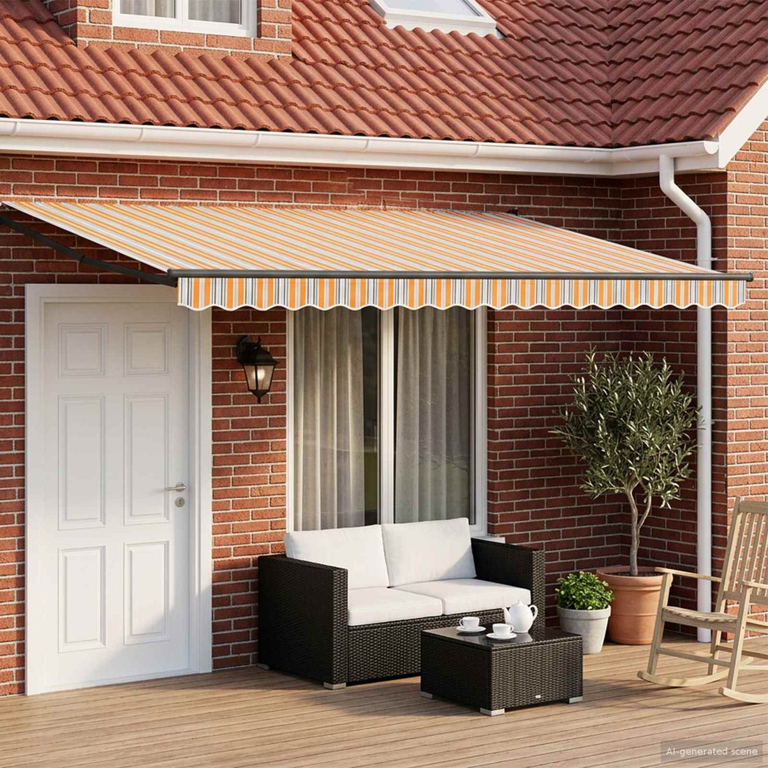 vidaXL Toldo Retráctil Eléctrico Azul, Naranja, Antracita 4 x 3 m