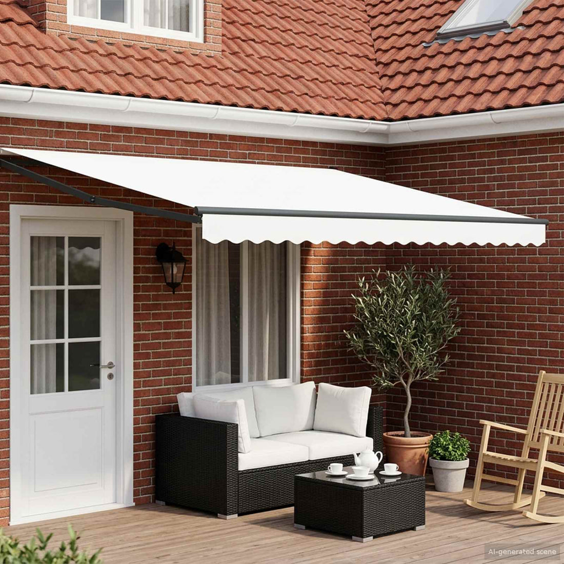 vidaXL Toldo Retráctil Eléctrico Blanco y Antracita 4 x 3 m