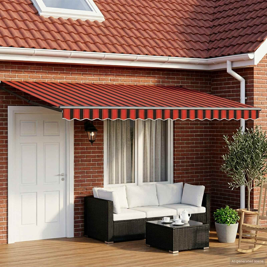 vidaXL Toldo Retráctil Eléctrico Naranja, Marrón, Antracita 5 x 3 m