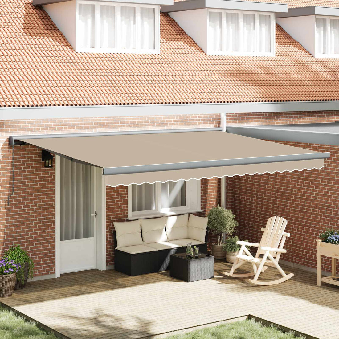 vidaXL Toldo retráctil Beige 4 x 3 m Lona y Aluminio