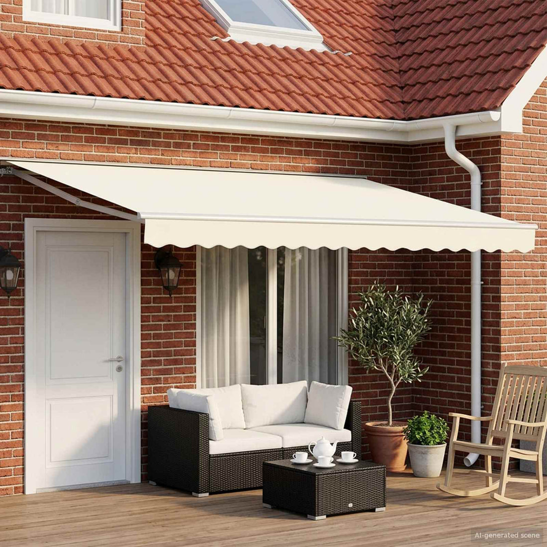 vidaXL Toldo retráctil manual Crema 4 x 3,5 m