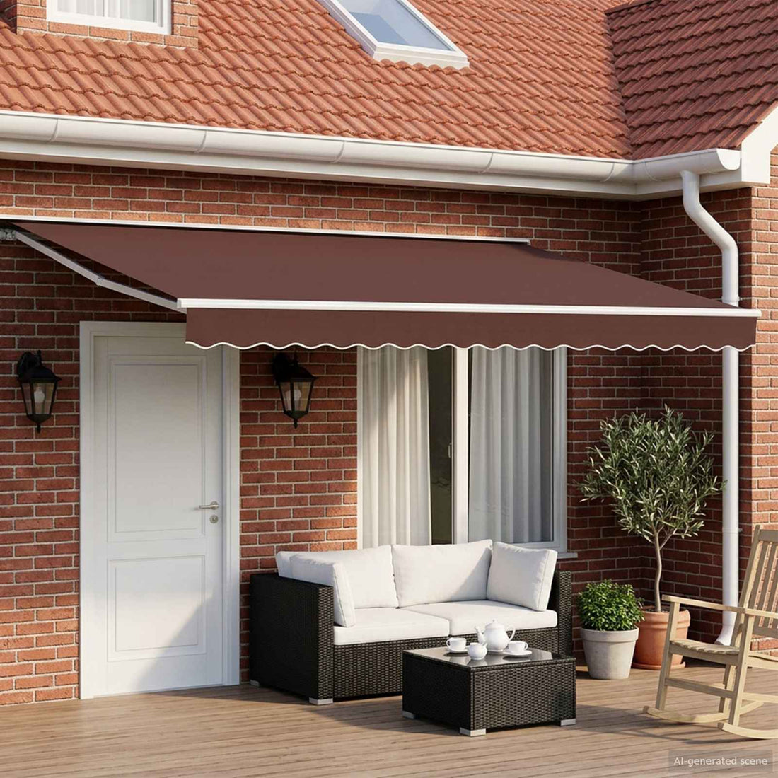 vidaXL Toldo retráctil manual Marrón 4,5 x 3 m