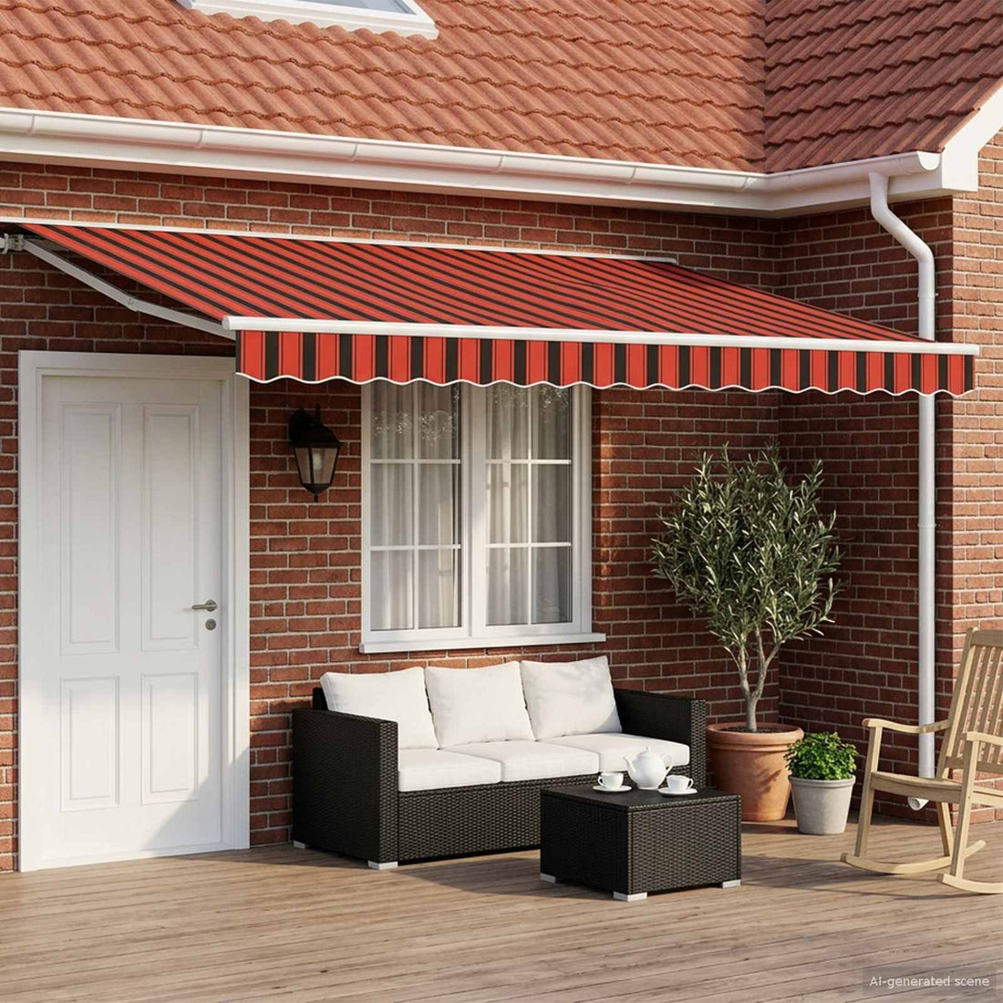 vidaXL Toldo retráctil manual Naranja, Negro y Amarillo 5 x 3,5 m