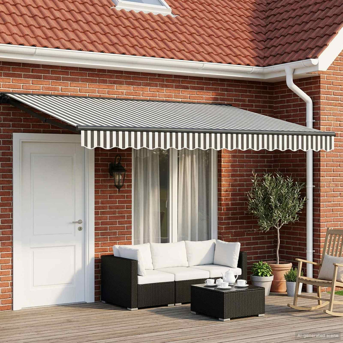 vidaXL Toldo retráctil manual Antracita y Blanco 4 x 3,5 m