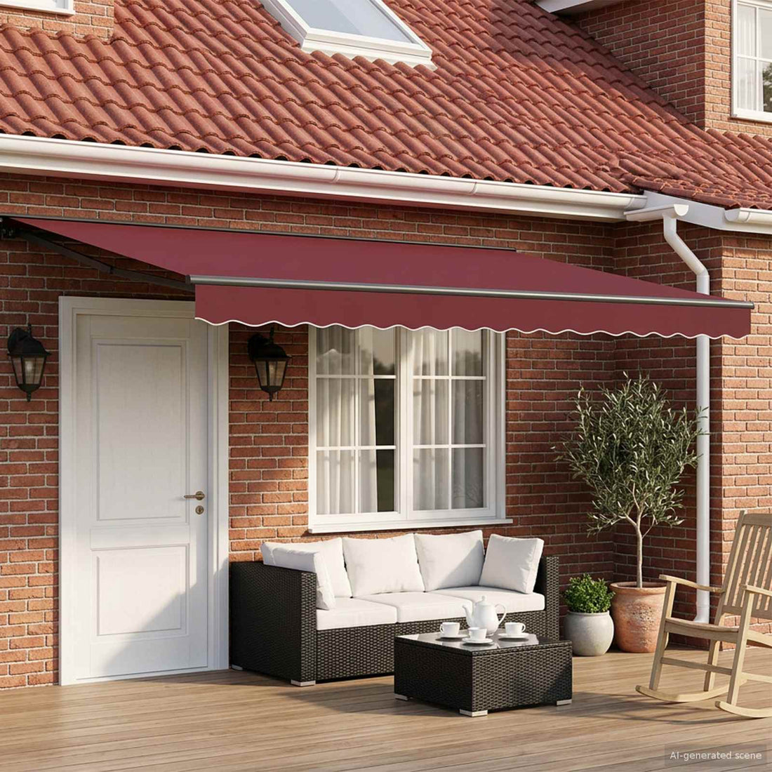 vidaXL Toldo retráctil manual Burdeos 5 x 3,5 m