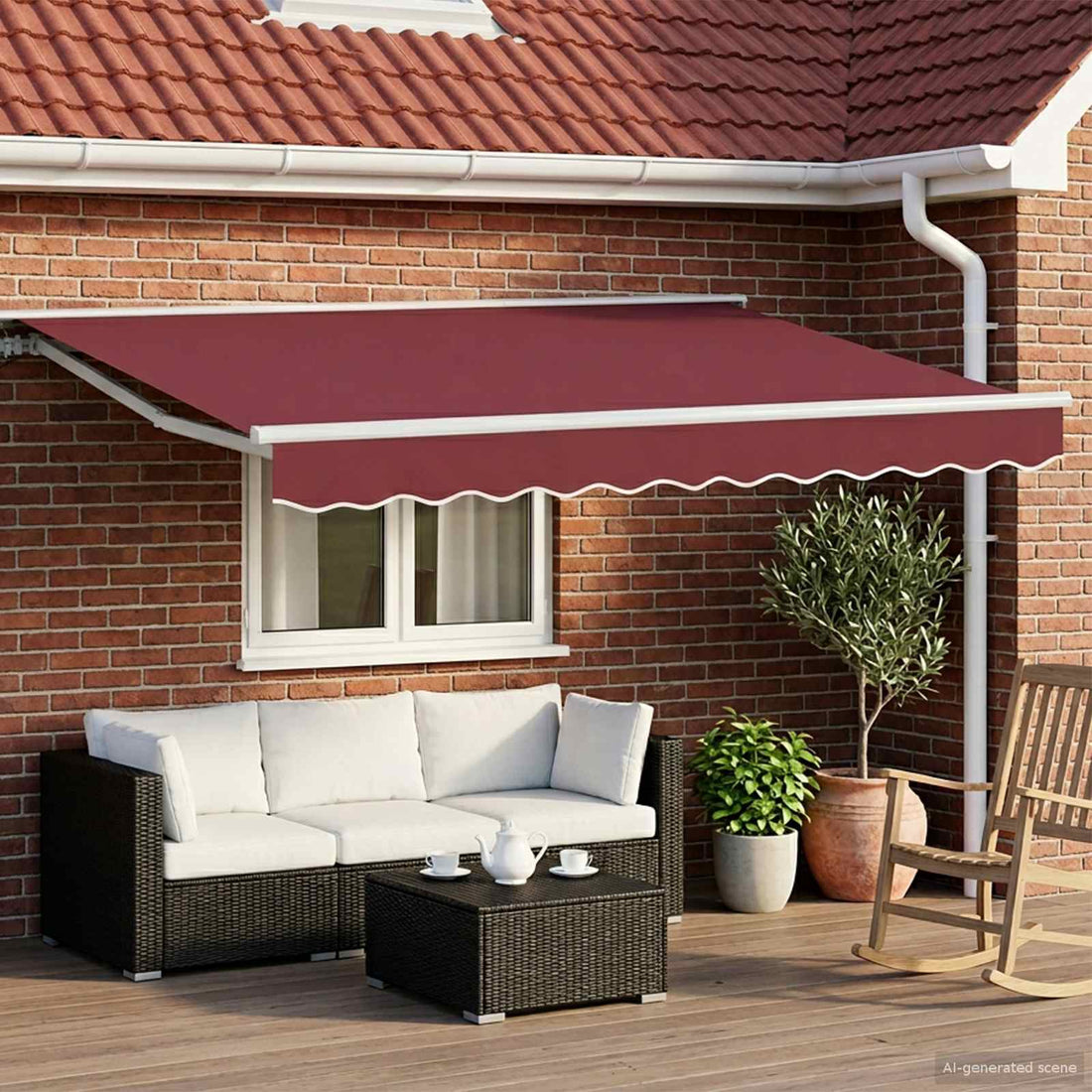 vidaXL Armazón de toldo manual con LEDs Borgoña y Blanco 2,5 x 2 m
