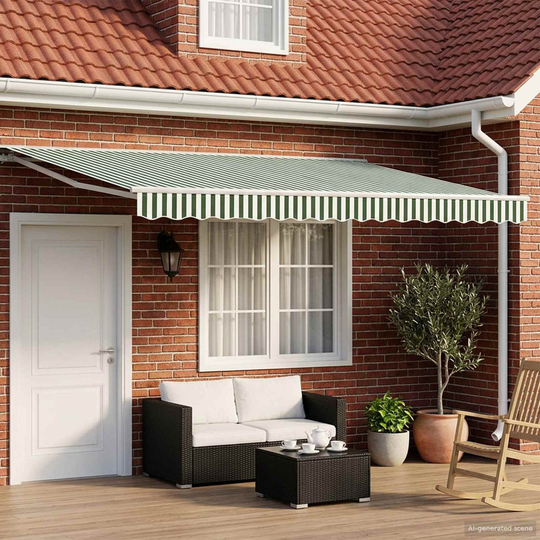 vidaXL Armazón de toldo manual con LEDs Verde y 4 x 3,5 m