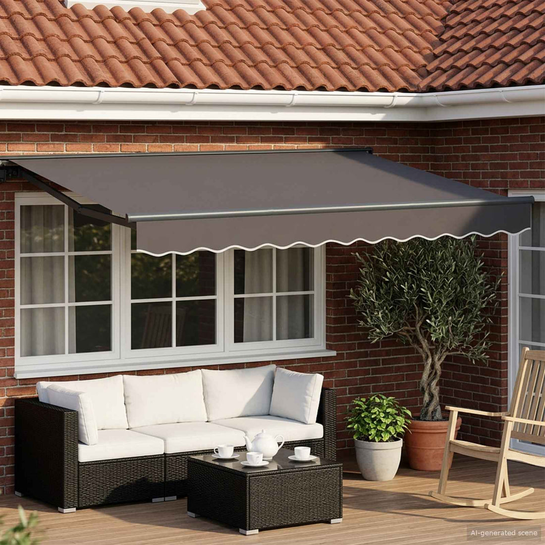 vidaXL Armazón de toldo manual con LEDs Gris antracita 3,5 x 2 m