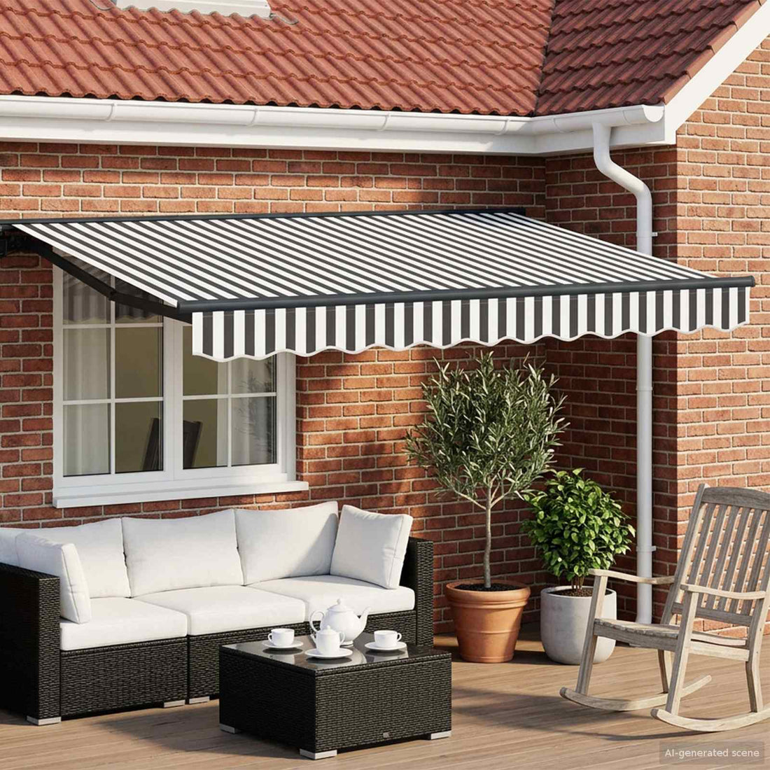 vidaXL Armazón de toldo manual con LEDs Antracita y Blanco 3,5 x 2 m