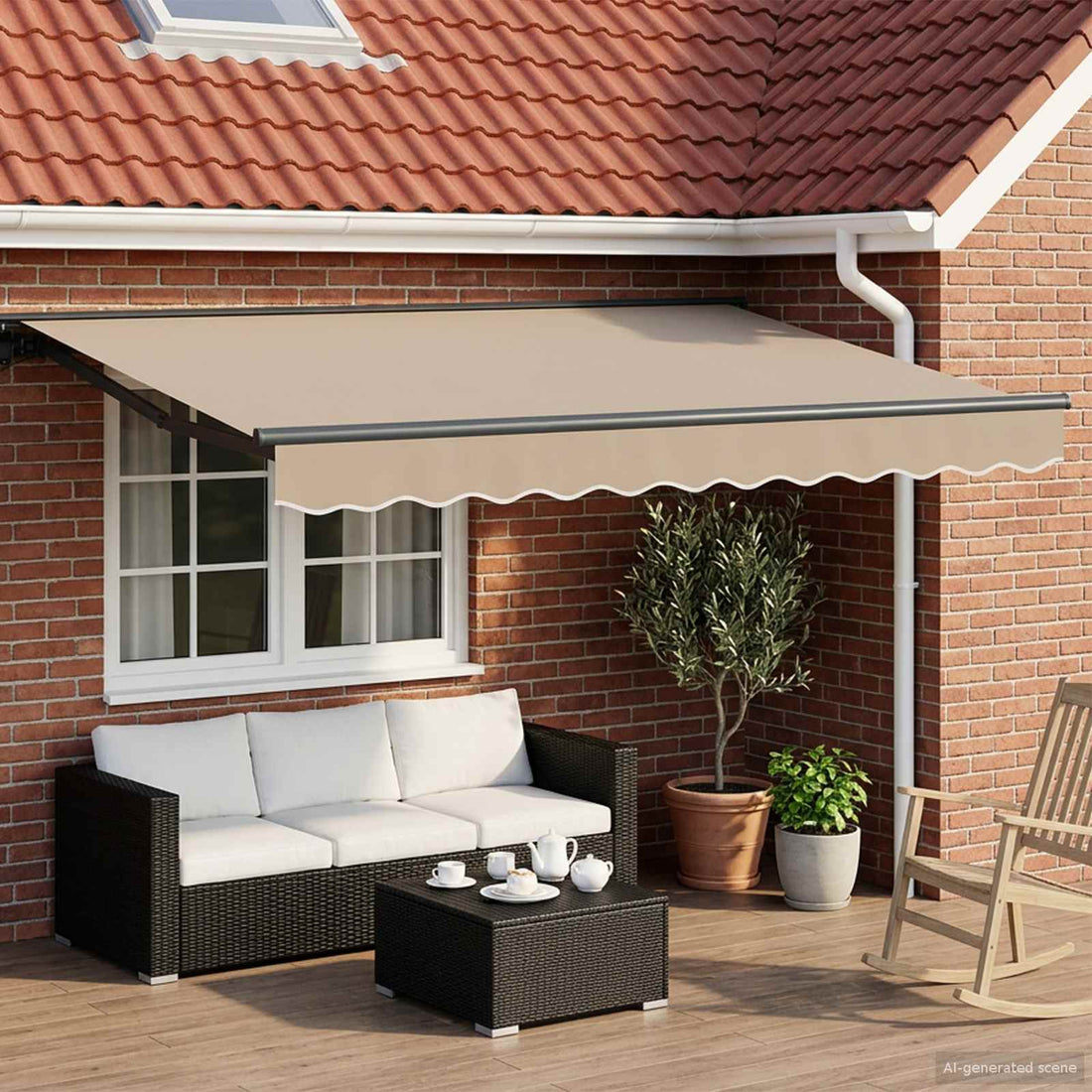 vidaXL Armazón de toldo manual con LEDs Beige y Antracita 3,5 x 2 m