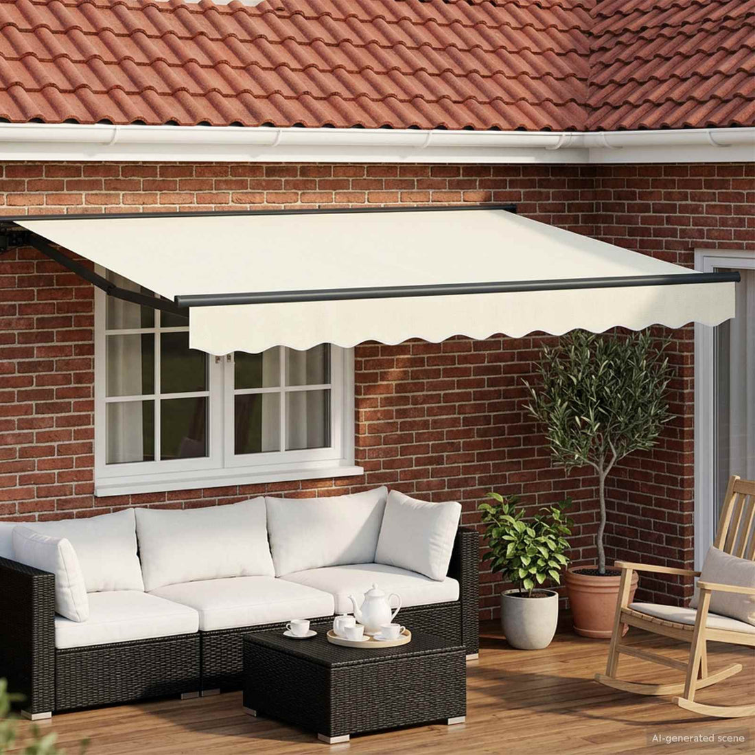 vidaXL Armazón de toldo manual con LEDs Crema y Antracita 3,5 x 2,5 m