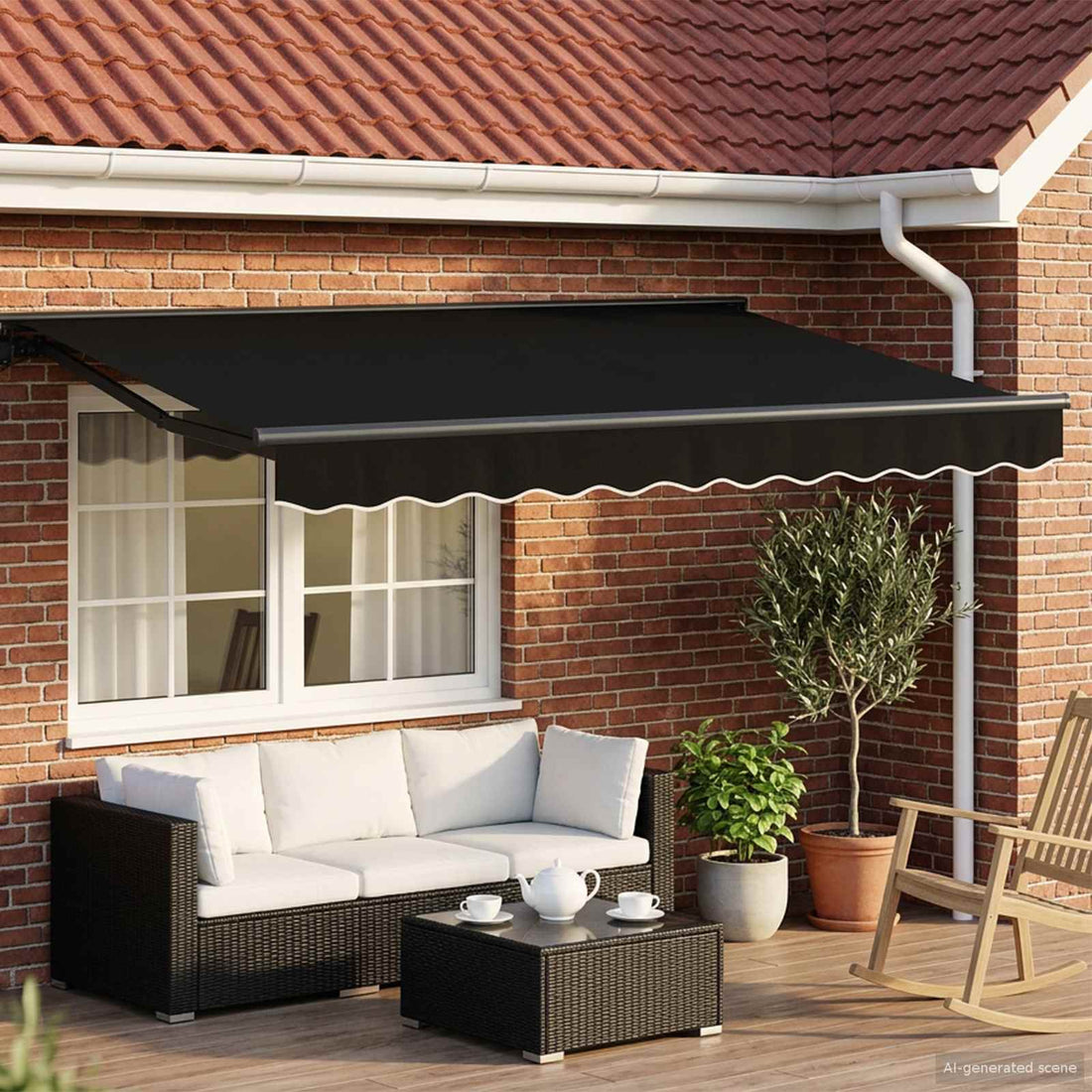 vidaXL Armazón de toldo manual con LEDs Negro y Antracita 3,5 x 2,5 m