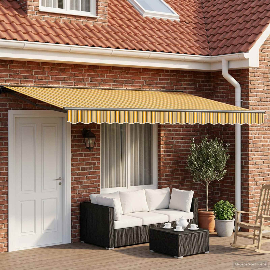 vidaXL Armazón de toldo manual con LEDs 4,5 x 3 m