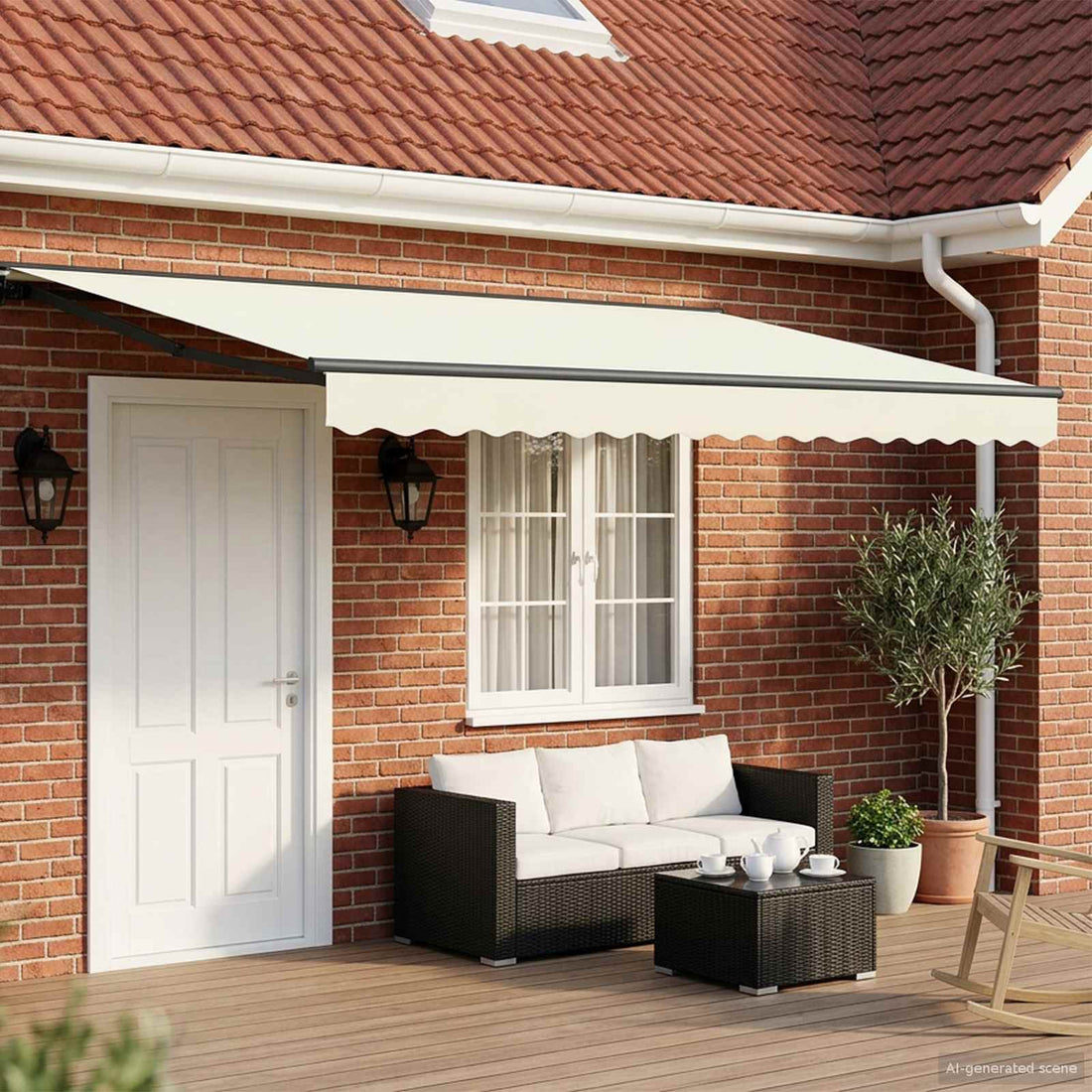 vidaXL Armazón de toldo manual con LEDs Crema y Antracita 4,5 x 3,5 m