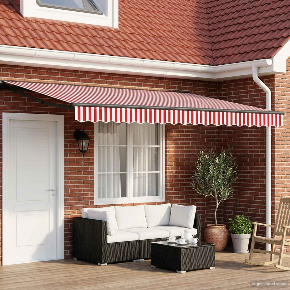 vidaXL Armazón de toldo manual con LEDs 4,5 x 3,5 m