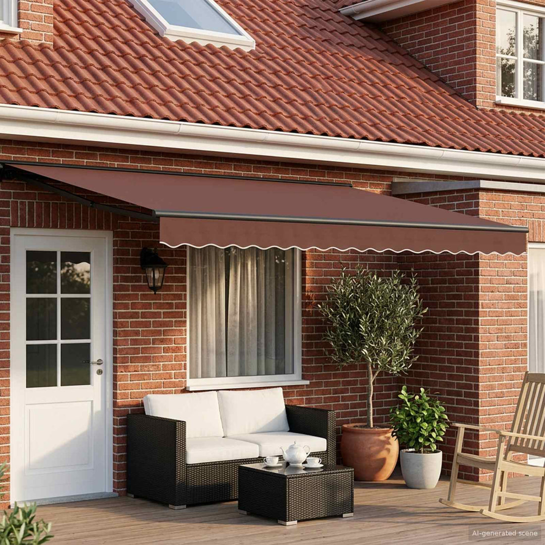 vidaXL Armazón de toldo manual con LEDs Marrón y Antracita 5 x 3 m