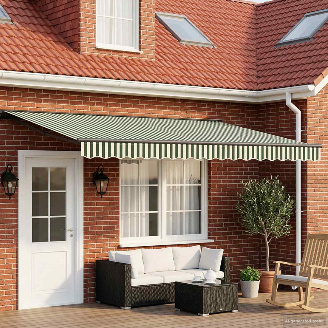 vidaXL Armazón de toldo manual con LEDs 5 x 3 m