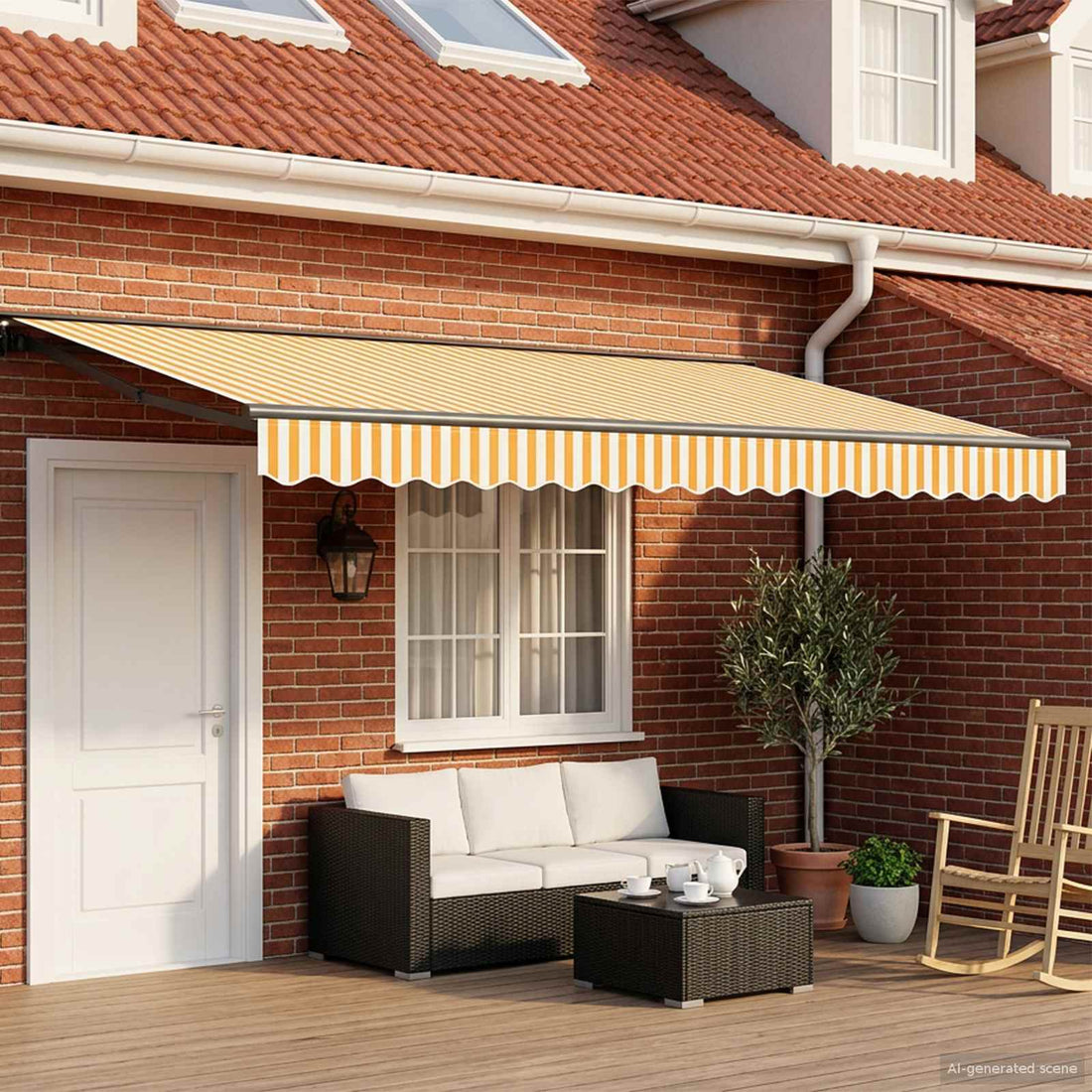 vidaXL Armazón de toldo manual con LEDs 5 x 3,5 m