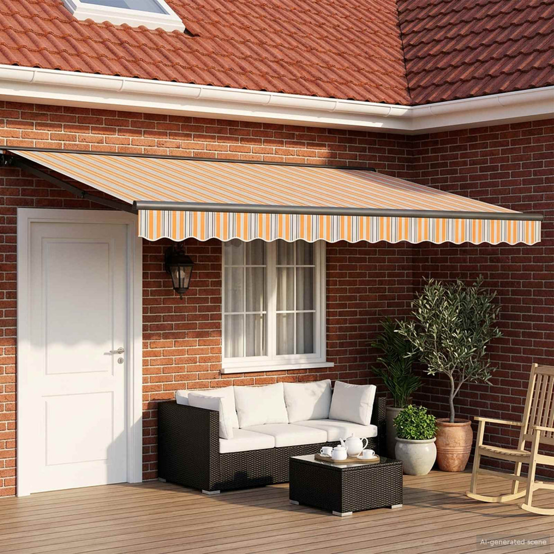 vidaXL Armazón de toldo manual con LEDs 5 x 3,5 m